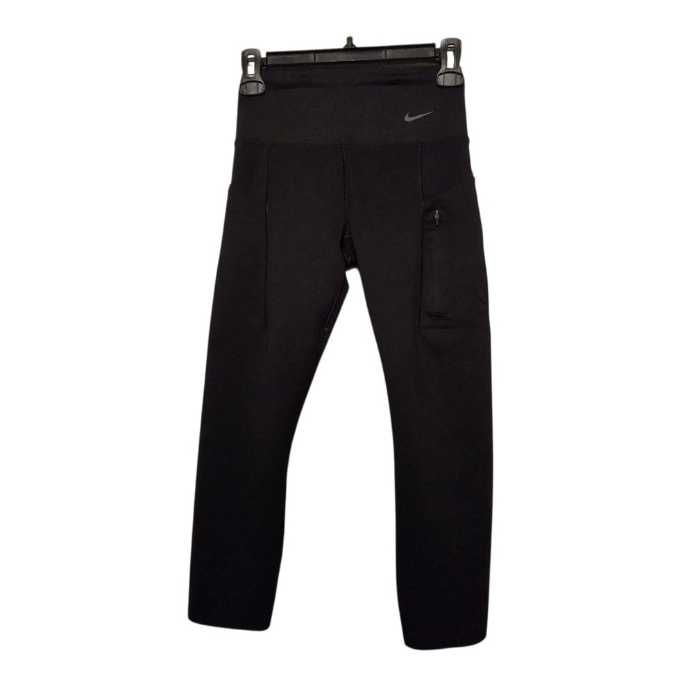 Nike Dry Fit Mid-Rise Cropped Scuba Leggings Womens SM Running Black DQ5908-010